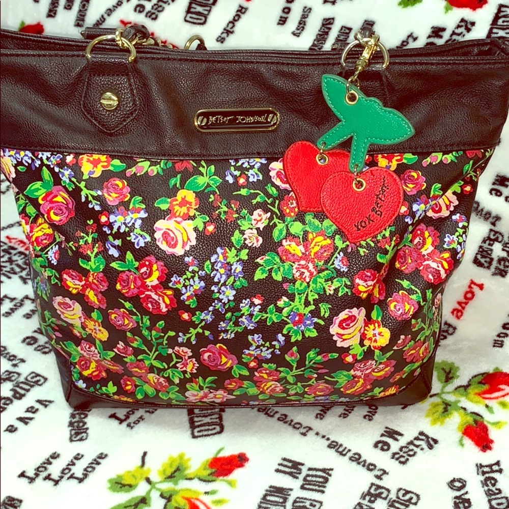 Betsy Johnson Floral/Cherry Chain Tote